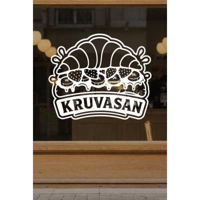 Kruvasan Kafe Vinil Sticker – Cam Vitrin & Duvar Çıkartması – Pastane Logo Sticker Kruvasan Kafe Vinil Sticker – Cam Vitrin & Duvar Çıkartması – Pastane Logo Sticker