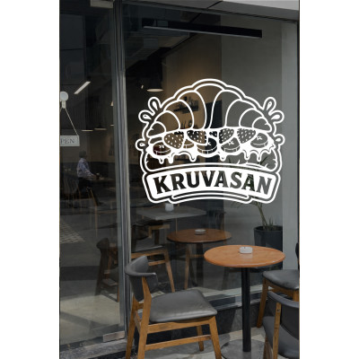 Kruvasan Kafe Vinil Sticker – Cam Vitrin & Duvar Çıkartması – Pastane Logo Sticker Kruvasan Kafe Vinil Sticker – Cam Vitrin & Duvar Çıkartması – Pastane Logo Sticker