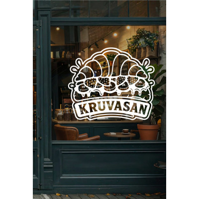 Kruvasan Kafe Vinil Sticker – Cam Vitrin & Duvar Çıkartması – Pastane Logo Sticker Kruvasan Kafe Vinil Sticker – Cam Vitrin & Duvar Çıkartması – Pastane Logo Sticker