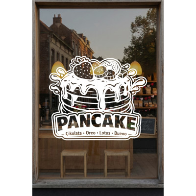 Pancake Kafe Vinil Sticker – Çikolata Oreo Lotus Bueno – Cam Vitrin Çıkartması – Pastane Sticker