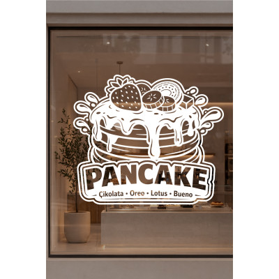 Pancake Kafe Vinil Sticker – Çikolata Oreo Lotus Bueno – Cam Vitrin Çıkartması – Pastane Sticker