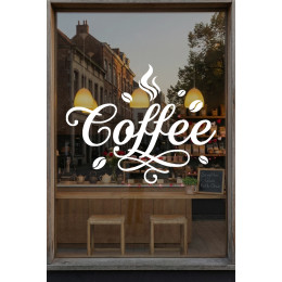 Coffee Kafe Vinil Cam Sticker – El Yazısı Kahve Yazılı Sticker – Kafe Vitrin & Duvar Çıkartması