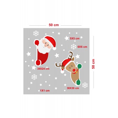 Yılbaşına Özel Sevimli Geyik Noel Baba Süslemesi ve Kar Tanesi Stickerları Ev Vitrin Yılbaşı Stickerı Yılbaşına Özel Sevimli Geyik Noel Baba Süslemesi ve Kar Tanesi Stickerları Ev Vitrin Yılbaşı Stickerı