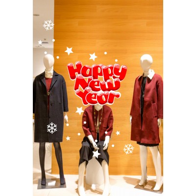 Sevimli Happy New Year Yazısı Yılbaşı Süslemeleri ve Kar Tanesi Stickerları Ev Vitrin Yılbaşı Stickerı Sevimli Happy New Year Yazısı Yılbaşı Süslemeleri ve Kar Tanesi Stickerları Ev Vitrin Yılbaşı Stickerı