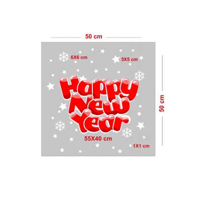 Sevimli Happy New Year Yazısı Yılbaşı Süslemeleri ve Kar Tanesi Stickerları Ev Vitrin Yılbaşı Stickerı Sevimli Happy New Year Yazısı Yılbaşı Süslemeleri ve Kar Tanesi Stickerları Ev Vitrin Yılbaşı Stickerı