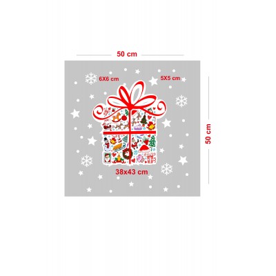 Yeni Yıla Özel Hediye Paketi Yılbaşı Süslemeleri ve Kar Tanesi Stickerları Ev Vitrin Yılbaşı Stickerı