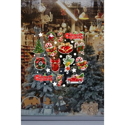 Yeni Yıla Özel Küçük Noktalı ve Yıldızlı Yılbaşı Süslemeleri Kar Tanesi Stickerları Ev Vitrin Yılbaşı Stickerı