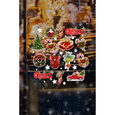 Yeni Yıla Özel Küçük Noktalı ve Yıldızlı Yılbaşı Süslemeleri Kar Tanesi Stickerları Ev Vitrin Yılbaşı Stickerı