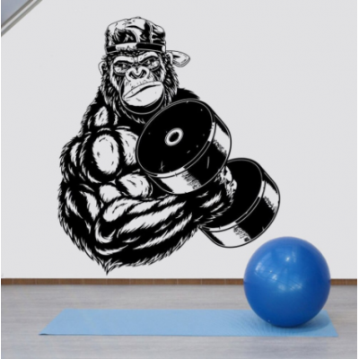 Gorilla Güçlü Vücut Yazısı Spor Salonu Duvar Stickerı