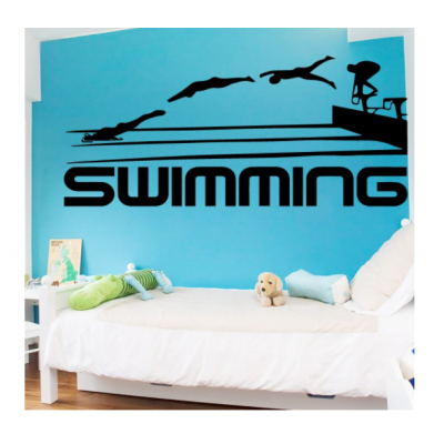 Swimming Yazısı Spor Salonu Duvar Stickerı