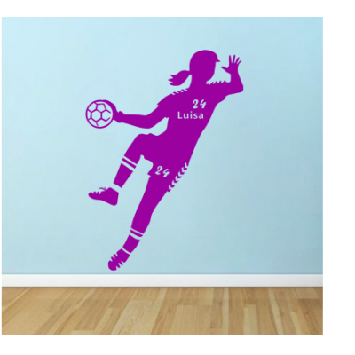 Hentbol Kız Oyuncusu Yazısı Spor Salonu Duvar Stickerı