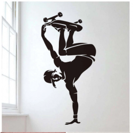 Genç Paten Oyuncusu  Yazısı Spor Salonu Duvar Stickerı