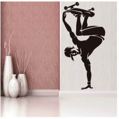 Genç Paten Oyuncusu  Yazısı Spor Salonu Duvar Stickerı