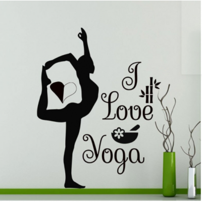 I Love Yoga  Yazısı Spor Salonu Duvar Stickerı