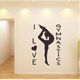 I Love Gymnastics  Yazısı Spor Salonu Duvar Stickerı
