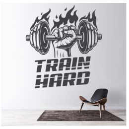 Spor Salonlarına Özel Train Hard Duvar Yazısı Cam Vitrin Sticker Yapıştırma