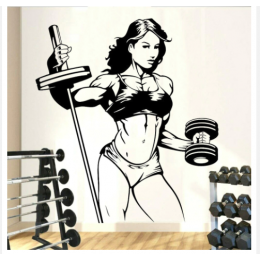 Spor Salonlarına Özel Sporcu Kadın  Duvar Yazısı Cam Vitrin Sticker Yapıştırma