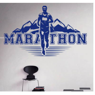 Spor Salonlarına Özel Maraton Koşucusu Duvar Yazısı Cam Vitrin Sticker Yapıştırma