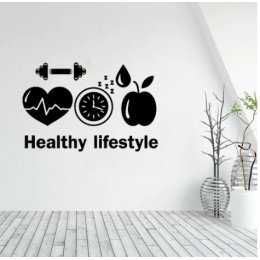 Spor Salonlarına Özel Healthy Lifestyle Duvar Yazısı Cam Vitrin Sticker Yapıştırma