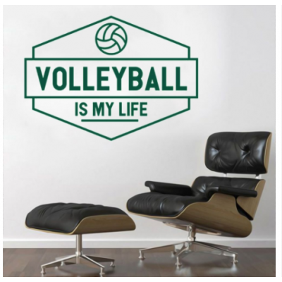 Spor Salonlarına Özel Volleyball  İs My Life Duvar Yazısı Cam Vitrin Sticker Yapıştırma