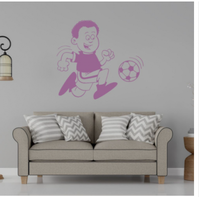 Spor Salonlarına Özel Futbolcu Çocuk Yazısı Cam Vitrin Sticker Yapıştırma
