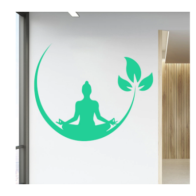 Spor Salonlarına Özel Yoga Meditasyon Yazısı Cam Vitrin Sticker Yapıştırma