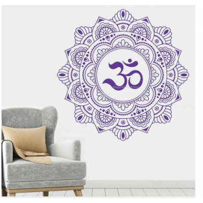 Spor Salonlarına Özel Yoga Mandala Lotus Çiçeği Yazısı Cam Vitrin Sticker Yapıştırma