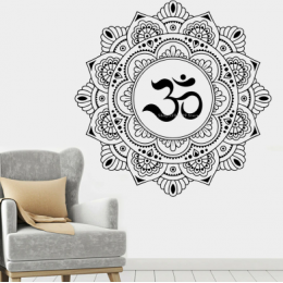 Spor Salonlarına Özel Yoga Mandala Lotus Çiçeği Yazısı Cam Vitrin Sticker Yapıştırma