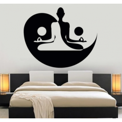 Spor Salonlarına Özel Yin Yang Yoga Yazısı Cam Vitrin Sticker Yapıştırma