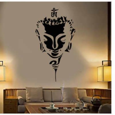 Spor Salonlarına Özel Buda Kafa Yüz Yazısı Cam Vitrin Sticker Yapıştırma