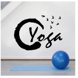 Spor Salonlarına Özel Daire Yoga Yazısı Cam Vitrin Sticker Yapıştırma