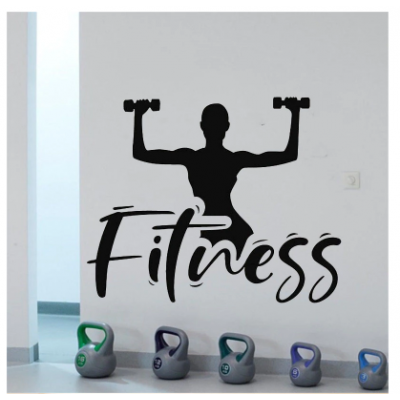 Kadın Dambıl  Fitness Yazısı Spor Salonu Duvar Stickerı