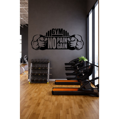 No Pain No Gain Yazılı Fitness Motivasyon Dekoru - Spor Salonu Sticker