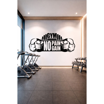 No Pain No Gain Yazılı Fitness Motivasyon Dekoru - Spor Salonu Sticker