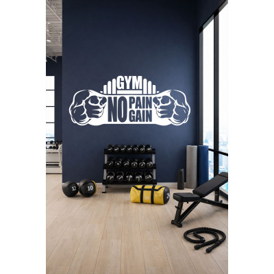 No Pain No Gain Yazılı Fitness Motivasyon Dekoru - Spor Salonu Sticker
