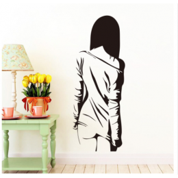 Arkası Dönük Seksi Kadın Duvar Yazısı Cam Vitrin Sticker Yapıştırma