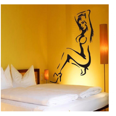 Seksi Kadın Duvar Yazısı Cam Vitrin Sticker Yapıştırma