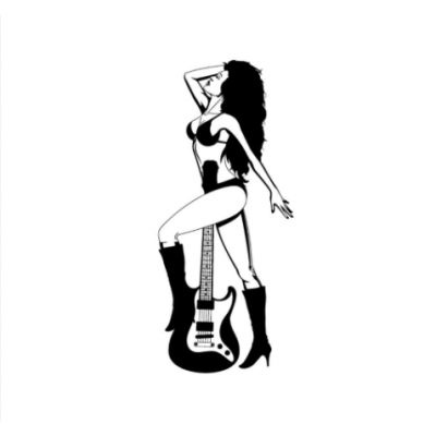 Gitarcı Seksi Kadın Duvar Yazısı Cam Vitrin Sticker Yapıştırma