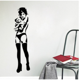  Banksy  Seksi Kadın Duvar Yazısı Cam Vitrin Sticker Yapıştırma