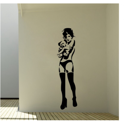  Banksy  Seksi Kadın Duvar Yazısı Cam Vitrin Sticker Yapıştırma