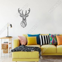 Geometrik Geyik Duvar Tablosu Oda Ev Aksesuarı Ahşap Tablo 29x50cm