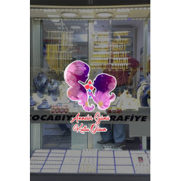 Anneler Günü Kutlu Olsun Anne ve Kız Çocuğu Cam Vitrin Stickerı 50 cm