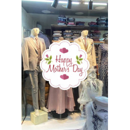 Anneler Günü Güllü Happy Mother's Day Cam Vitrin Stickerı 50cm