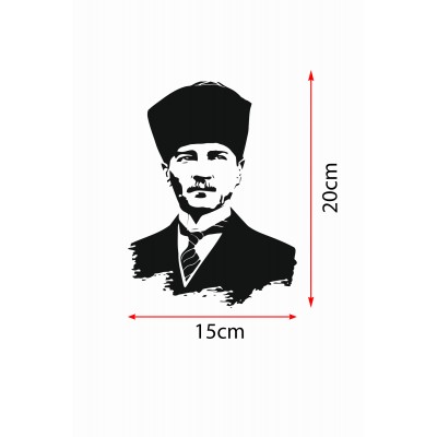 Atatürk Silüet Sticker Araba Sticker Oto Sticker 20x15 Cm