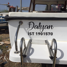 Tekneye Özel  Dalyan Yazısı ve Tekne Plakası Sticker Yapıştırma 