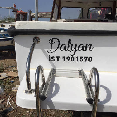 Tekneye Özel  Dalyan Yazısı ve Tekne Plakası Sticker Yapıştırma 