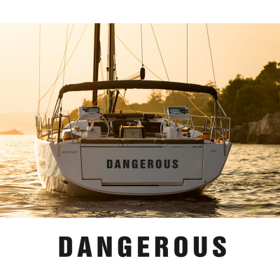 Kişiye Tekneye Yatlara Özel Dangerous Yazısı Sticker Yapıştırma 