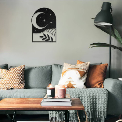 Bohem Ay ve Gece Manzarası Metal Duvar Dekoru Bohem Ay ve Gece Manzarası Metal Duvar Dekoru