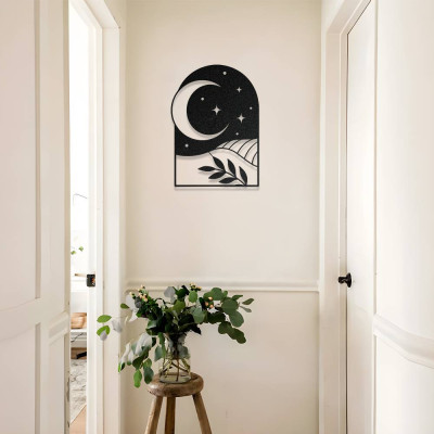 Bohem Ay ve Gece Manzarası Metal Duvar Dekoru