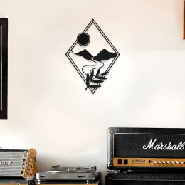 Dağ ve Güneş Temalı Metal Duvar Dekoru